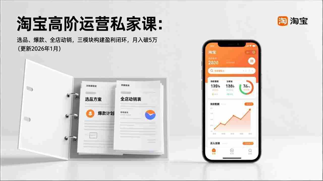 (17280期)淘宝高阶运营私家课:选品、爆款、全店动销,三模块构建盈利闭环,月入破5万(更新26年1月)