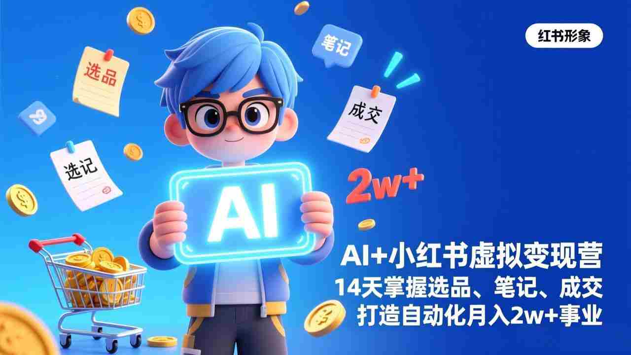 (17332期)AI+小红书虚拟变现营(完结),14天掌握选品、笔记、成交,打造自动化月入2w+事业