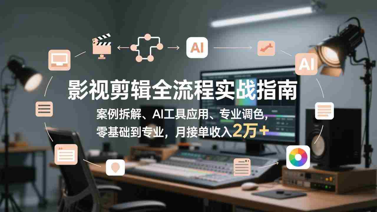 (17338期)影视剪辑全流程实战指南,案例拆解、AI工具应用、专业调色,零基础到专业,月接单收入2万+