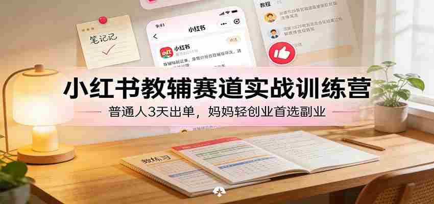 小红书教辅赛道实战训练营:普通人3天出单,宝妈轻创业首选副业