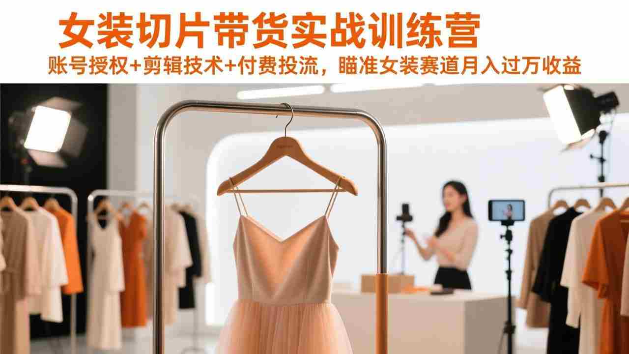 (17357期)女装切片带货实战训练营,账号授权+剪辑技术+付费投流,瞄准女装赛道月入过万收益