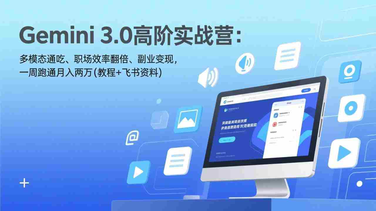 (17386期)Gemini 3.0高阶实战营:多模态通吃、职场效率翻倍、副业变现,一周跑通月入两万(教程+飞书资料)