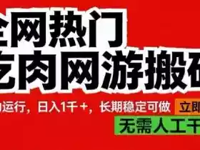 全网热门吃肉网游搬砖,全自动运行,日入1k+,长期稳定可做【揭秘】