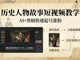 历史人物故事短视频教学，AI+剪辑制作历史人物题材短视频，快速起号涨粉