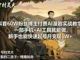 抖音60W粉丝博主付费AI漫剧实战教学,一部手机+AI工具就能做,新手也能快速起号月变现1W+