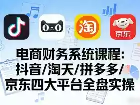 电商财务系统课程,覆盖抖音、淘天、拼多多、京东四大主流平台的全盘实操