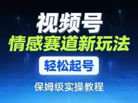 视频号情感赛道新玩法,轻松起号,保姆级实操教程