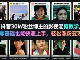抖音30W粉丝博主的影视混剪教学，零基础也能快速上手，轻松涨粉变现