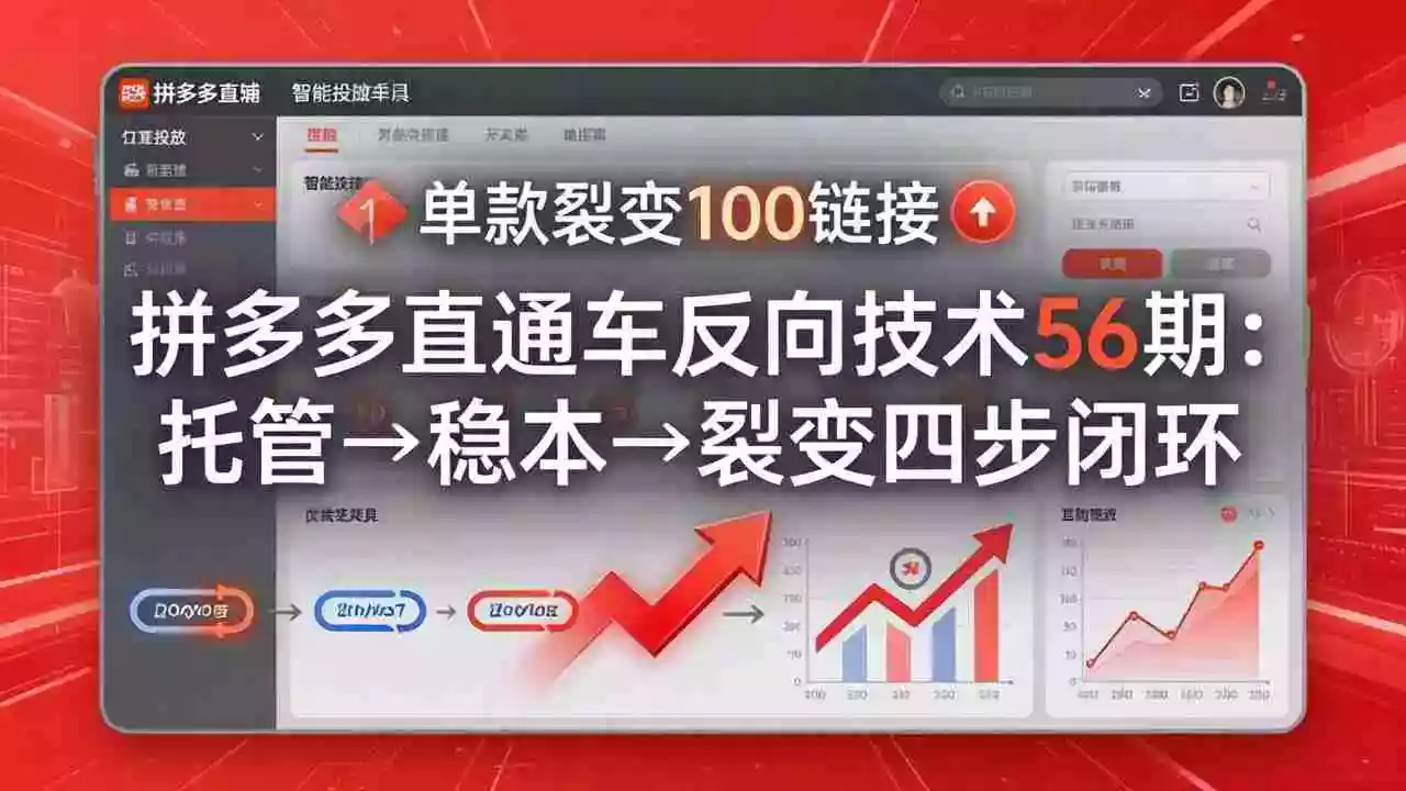 (17737期)拼多多直通车反向技术56期:托管→稳本→裂变四步闭环,单款裂变100链接抢占核心流量