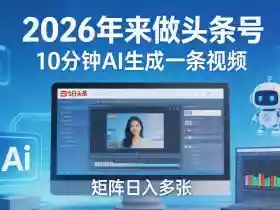 2026年来做头条号,10分钟AI生成一条视频,矩阵日入多张
