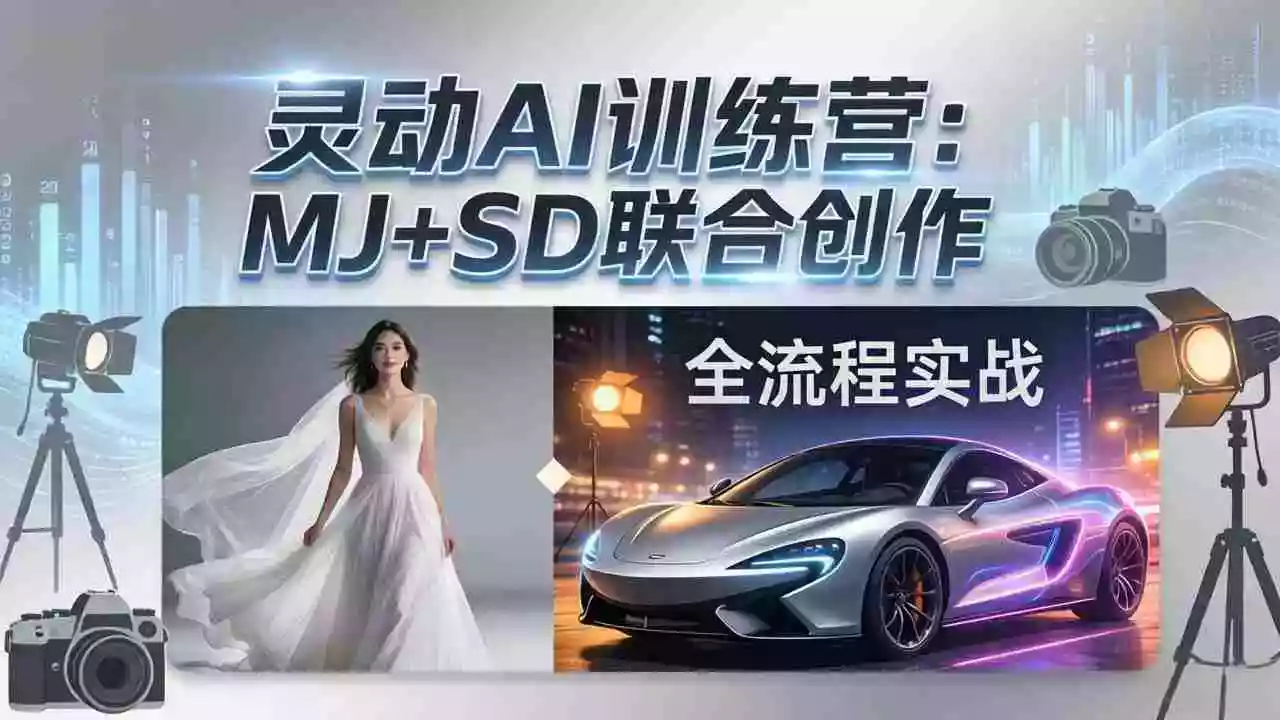 (17795期)灵动AI训练营-3.0课程:MJ+SD联合创作,从婚纱大片到汽车广告,摄影后期全流程实战