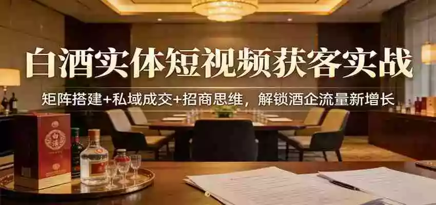 白酒实体短视频获客实战:矩阵搭建+私域成交+招商思维,解锁酒企流量新增长