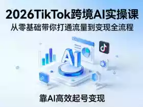 2026TikTok跨境AI实操课，从零基础带你打通流量到变现全流程，靠AI高效起号变现
