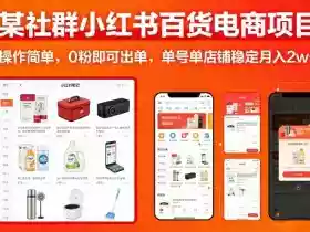 某社群小红书百货电商项目,操作简单,0粉即可出单,单号单店铺稳定月入2w+