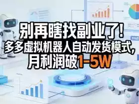 别再瞎找副业了!多多虚拟机器人自动发货模式,月利润破1-5W【揭秘】
