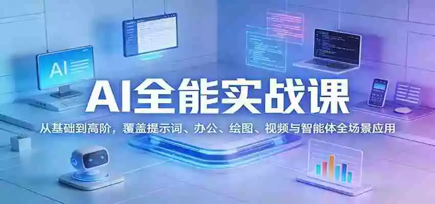 AI全能实战课:从基础到高阶,覆盖提示词、办公、绘图、视频与智能体全场景应用