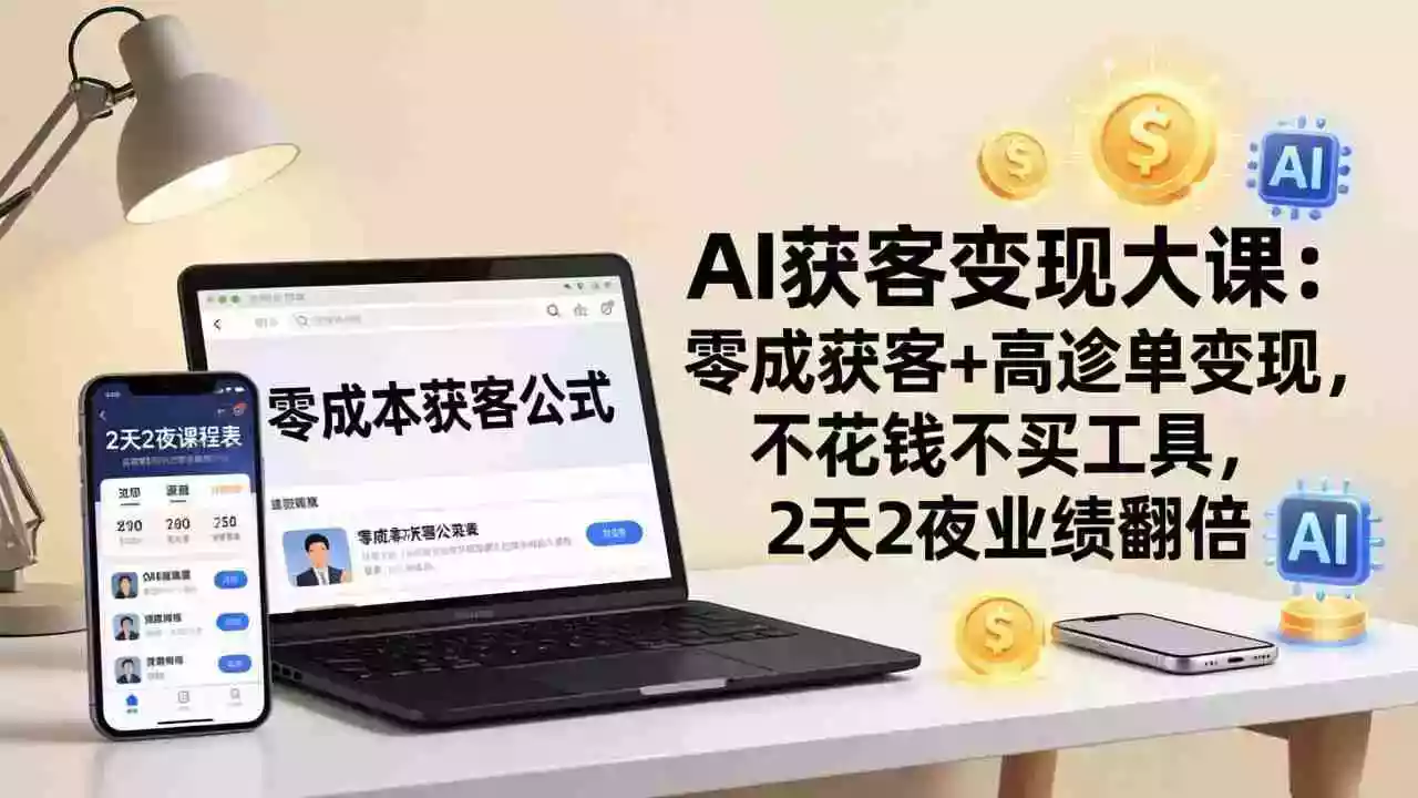 (17735期)AI获客变现大课:零成本获客+高客单变现,不花钱不买工具,2天2夜业绩翻倍