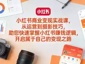 小红书商业变现实战课,从运营到摄影技巧,助您快速掌握小红书賺钱逻辑,开启属于自己的变现之路