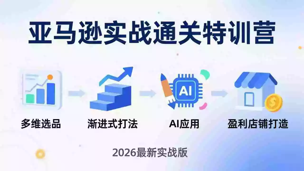 (17858期)亚马逊实战通关特训营:26年4月更新,多维选品+渐进式打法+AI应用,从0到1打造盈利店铺
