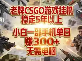 老牌CSGO游戏挂G,稳定5年以上,小白一部手机单日賺3张+,无需电脑【揭秘】