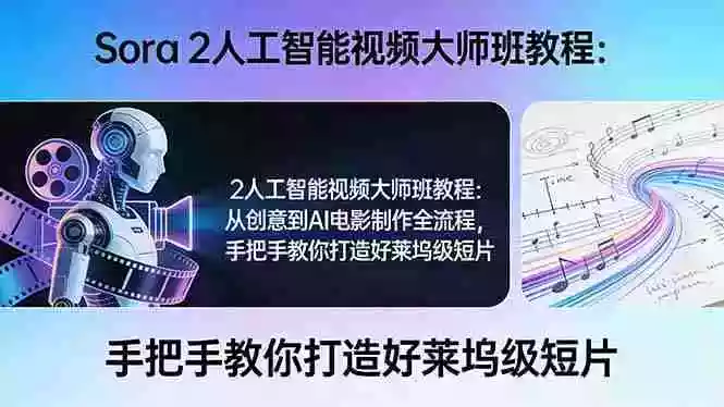 (17688期)Sora 2人工智能视频大师班教程:从创意到AI电影制作全流程,手把手教你打造好莱坞级短片