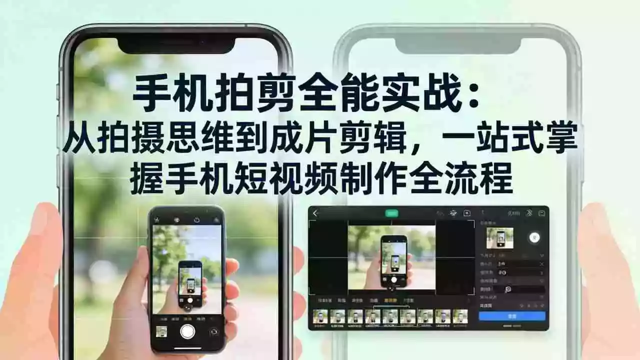 (17713期)手机拍剪全能实战:从拍摄思维到成片剪辑,一站式掌握手机短视频制作全流程