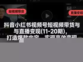 抖音小红书视频号短视频带货与直播变现(10-20期),打造爆款内容,实现高效变现(更新)