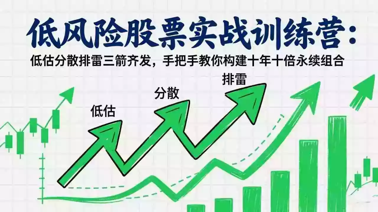 (17487期)低风险股票实战训练营:低估分散排雷三箭齐发,手把手教你构建十年十倍永续组合