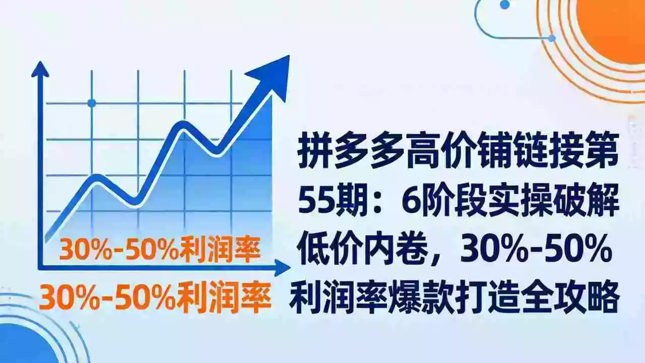 (17698期)拼多多高价铺链接第55期:6阶段实操破解低价内卷,30%-50%利润率爆款打造全攻略