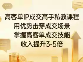 高客单IP成交高手私教课程,用优势击穿成交场景,掌握高客单成交技能,收入提升3-5倍