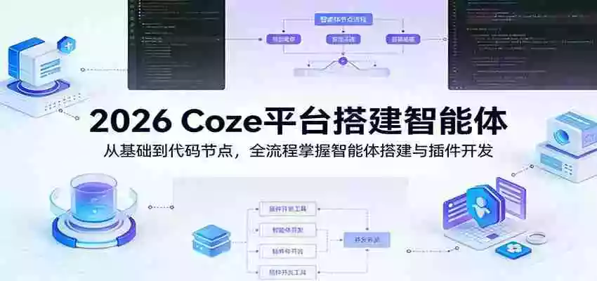 2026 Coze平台搭建智能体：从基础到代码节点，全流程掌握智能体搭建与插件开发