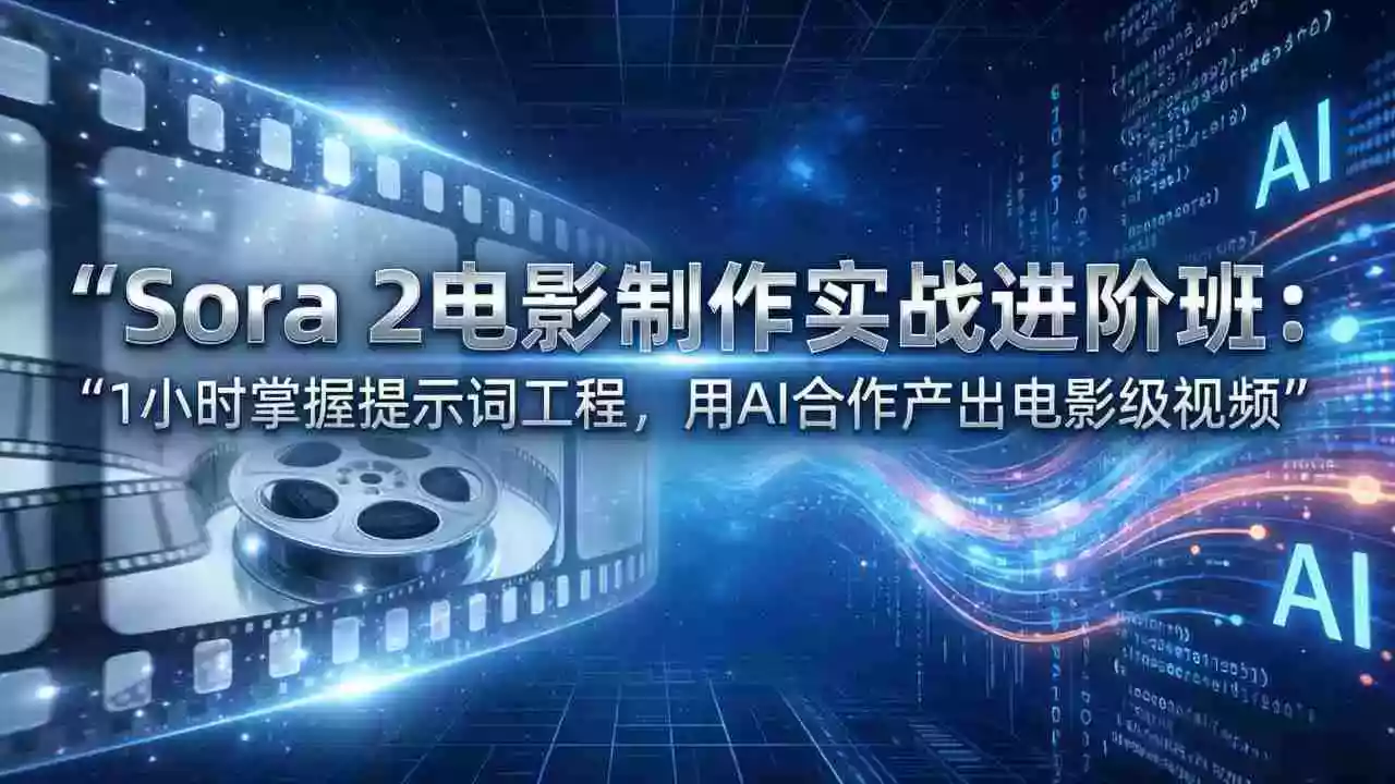(17679期)Sora 2电影制作实战进阶班:1小时掌握提示词工程,用AI合作产出电影级视频