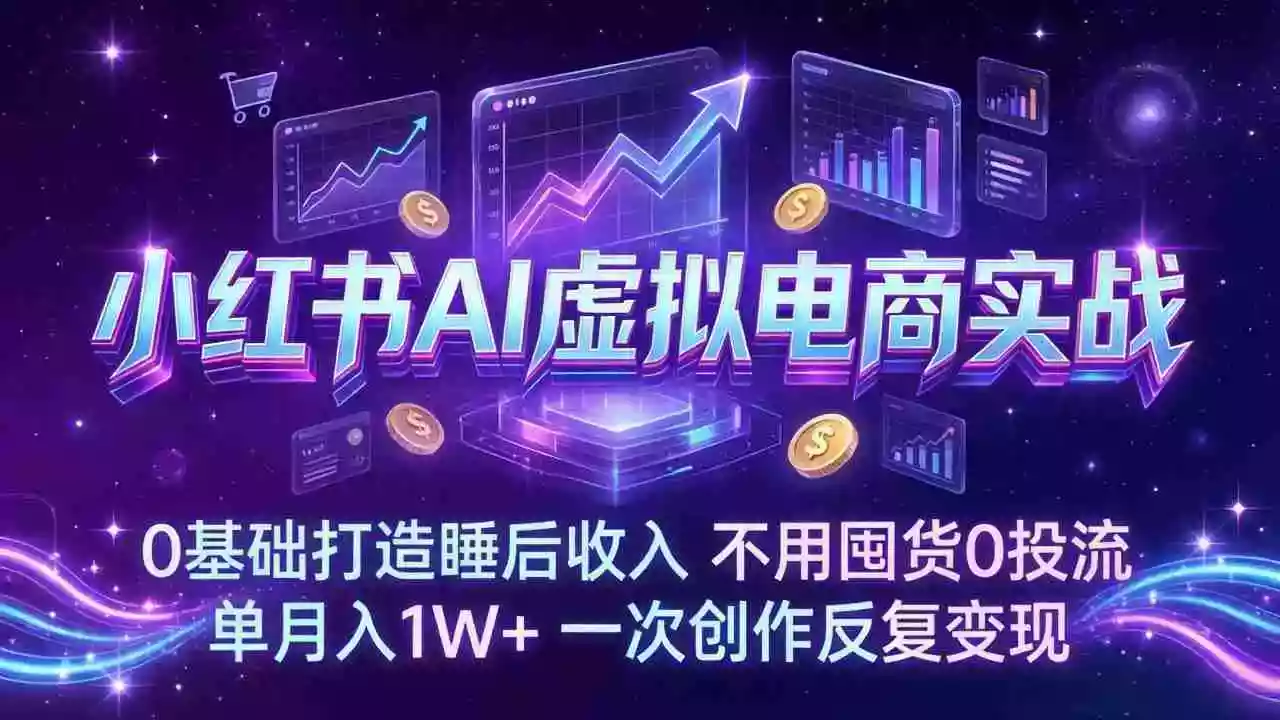 (17607期)小红书AI虚拟电商实战:0基础打造睡后收入,不用囤货0投流,单月入1W+,一次创作反复变现