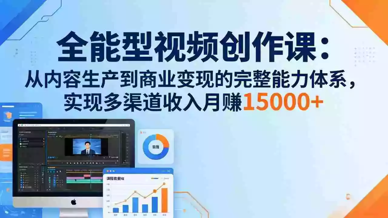 (17718期)全能型视频创作课-26年3月更新:从内容生产到商业变现的完整能力体系,多渠道收入月赚15000+
