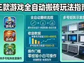 三款游戏全自动搬砖玩法，收益稳定月入1W，支持多号矩阵批量放大，零经验小白也可以操作【揭秘】