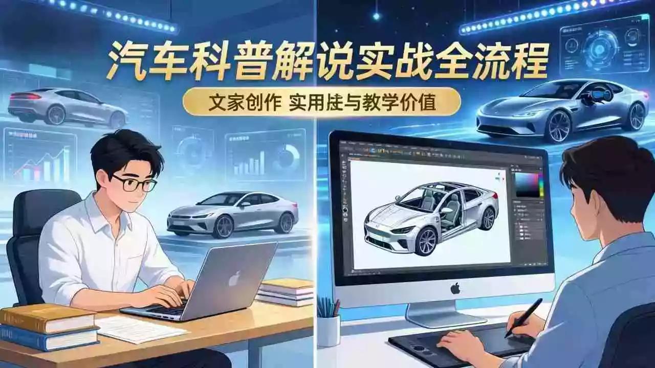 (17665期)抖音汽车科普解说实战:文案+动画+画面处理+去水印全流程,打造专业汽车科普视频
