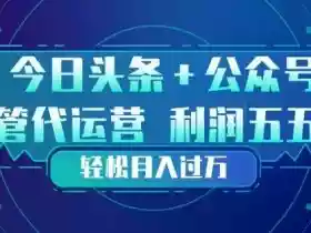 今日头条+公众号双重代运营模式,每天花费十分钟发布,单日稳定变现3张+【揭秘】