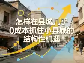 付费文章:怎样在县城几乎0成本抓住小县城的结构性机遇
