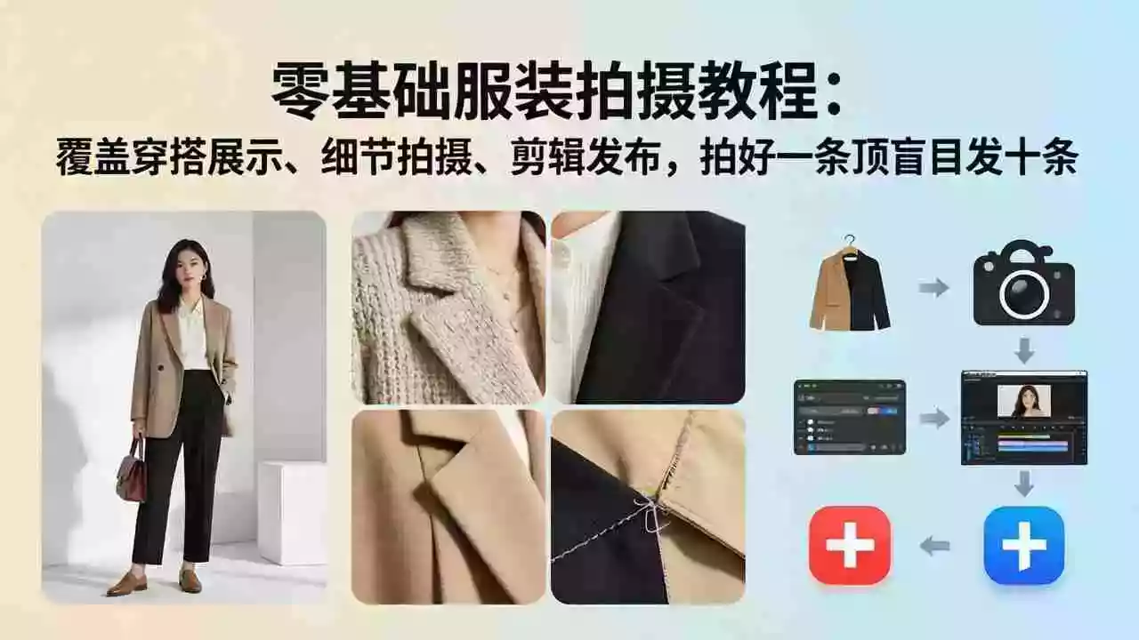(17829期)零基础服装拍摄教程:覆盖穿搭展示、细节拍摄、剪辑发布,拍好一条顶盲目发十条