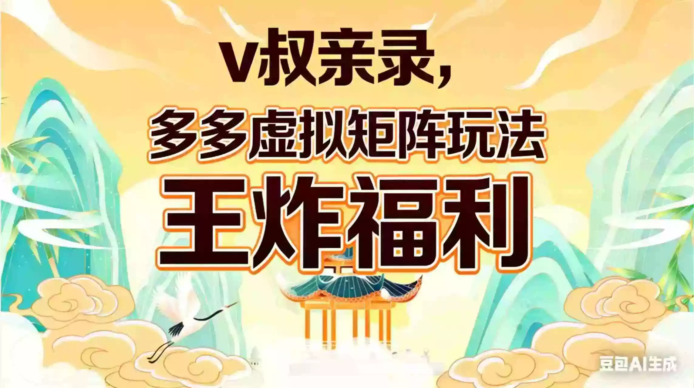 (17733期)v叔亲录,多多虚拟矩阵玩法,王炸福利限时领取