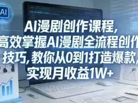 某社群AI漫剧创作课程,高效掌握AI漫剧全流程创作技巧,教你从0到1打造爆款,实现月收益1W+