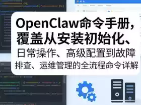 OpenClaw命令手册,覆盖从安装初始化、日常操作、高级配置到故障排查、运维管理的全流程命令详解