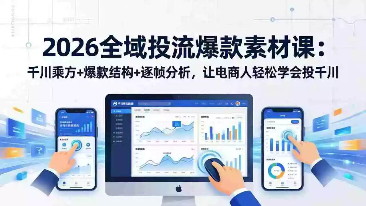 (17705期)2026全域投流爆款素材课:千川乘方+爆款结构+逐帧分析,让电商人轻松学会投千川