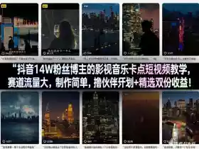 抖音14W粉丝博主的影视音乐卡点短视频教学,赛道流量大,制作简单,撸伙伴计划+精选双份收益!