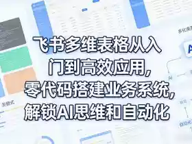 飞书多维表格从入门到高效应用,零代码搭建业务系统,解锁AI思维和自动化