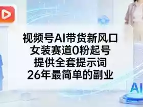 视频号AI带货新风口,女装赛道0粉起号,提供全套提示词,26年最简单的副业