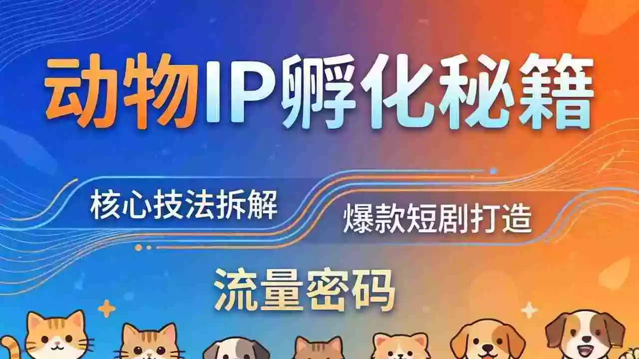 动物IP孵化全套秘籍，三大核心技法拆解，打造爆款萌宠短剧，轻松拿捏赛道流量密码