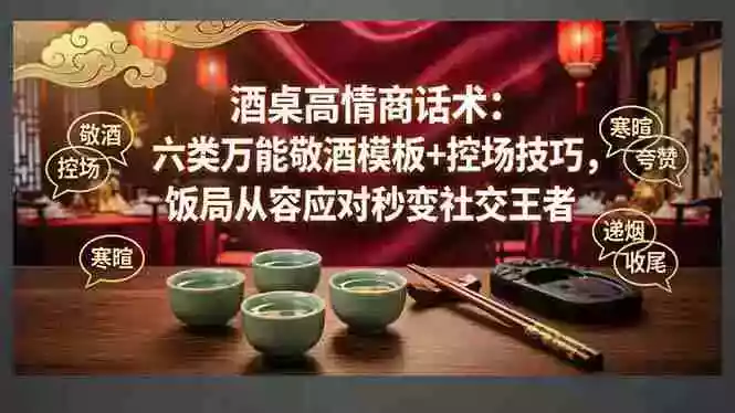付费文章：酒桌高情商话术：六类万能敬酒模板+控场技巧，饭局从容应对秒变社交王者