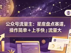 公众号流量主:星座盘点赛道,操作简单+上手快+流量大