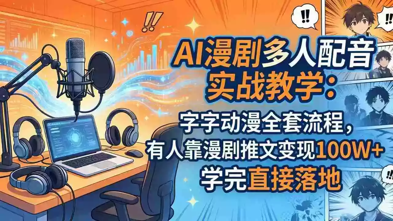 AI漫剧多人配音实战教学:字字动漫全套流程,有人靠漫剧推文变现100W+,学完直接落地